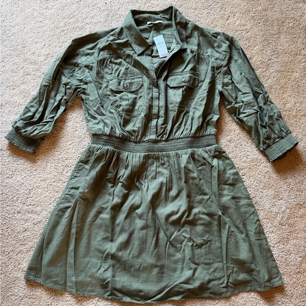 American Eagle Outfitters Olive Green Long Sleeve Dress